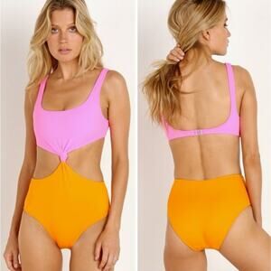 Solid & Striped The Bailey One Piece Pink Orange Swimsuit, Size M